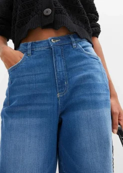 Damen bonprix Jeans|Bekleidung·Shirts & Tops|Barrel-Jeans, High Waist, Bio-Baumwolle