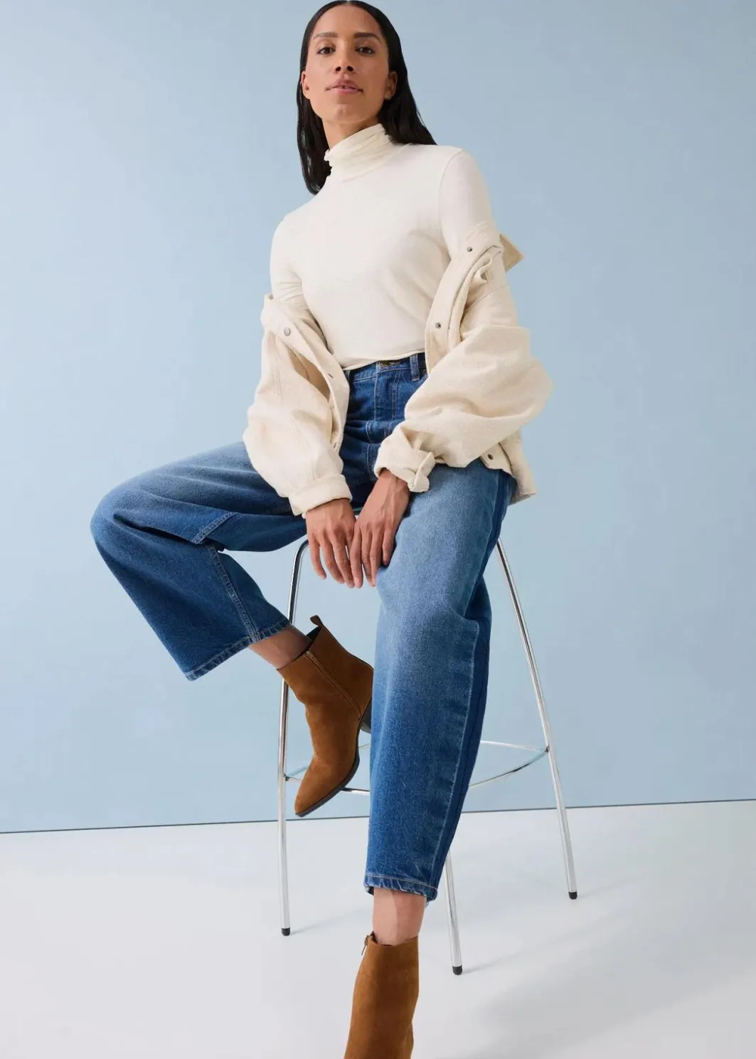 Hot Barrel-Jeans High Waist, cropped Damen Bekleidung·Shirts & Tops|Jeans
