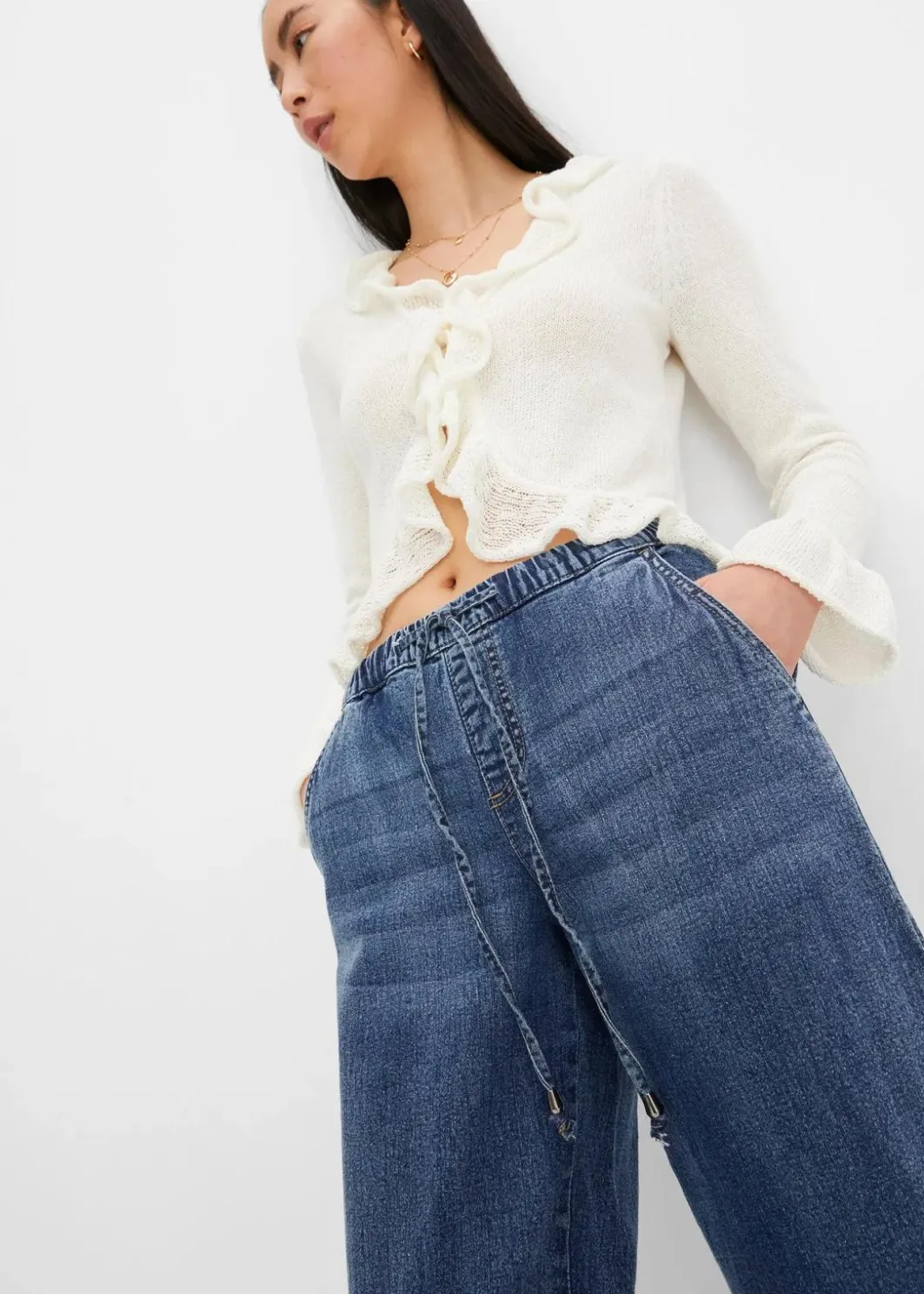 Damen bonprix Jeans|Bekleidung·Shirts & Tops|Barrel-Jeans, Mid Waist, Bequembund