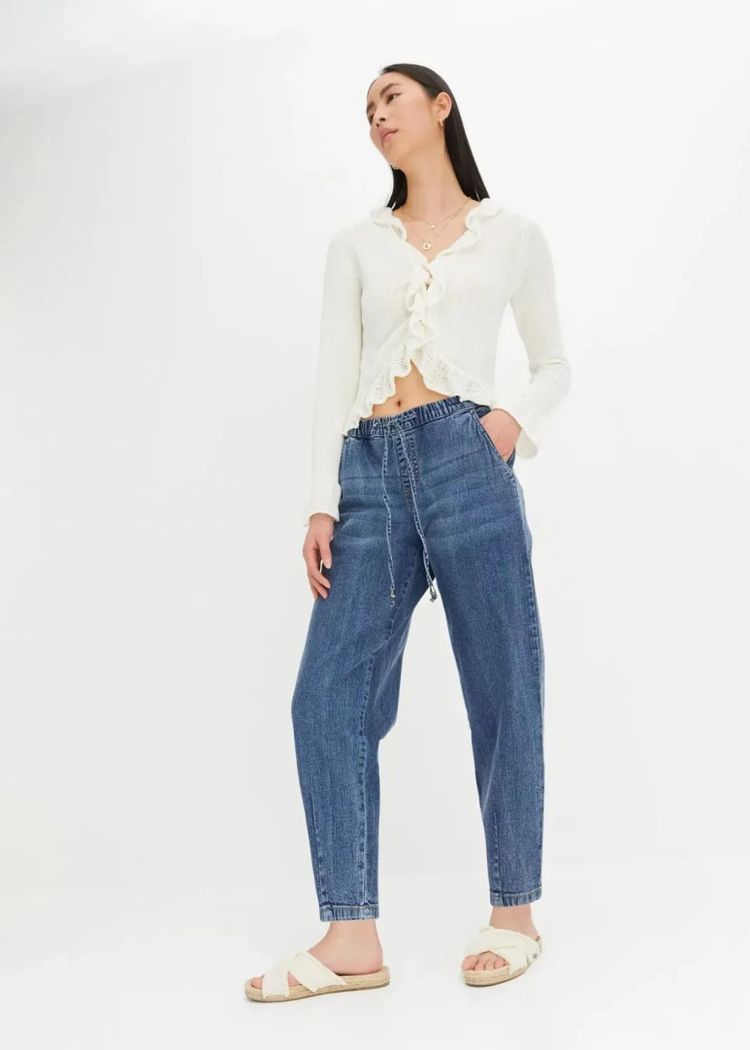 Damen bonprix Jeans|Bekleidung·Shirts & Tops|Barrel-Jeans, Mid Waist, Bequembund