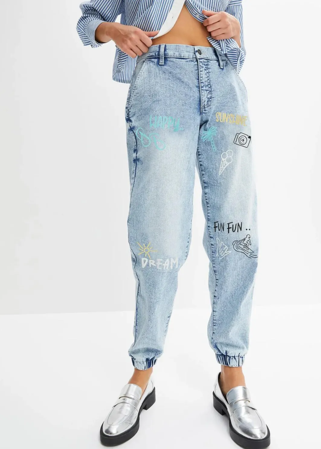 Hot Barrel-Jeans, Mid Waist, Bequembund Damen Jeans