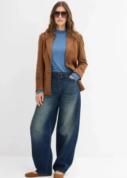 Best Barrel-Jeans Mid Waist mit Gürtel Damen Jeans|Kurzgrößen