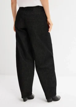 Damen bonprix Kurzgrößen|Bekleidung·Shirts & Tops|Barrel-Jeans Mid Waist mit Gürtel