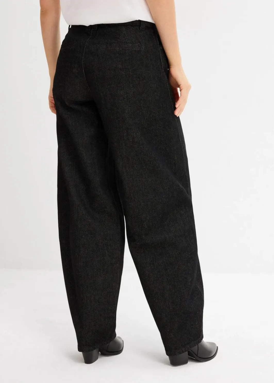 Damen bonprix Kurzgrößen|Bekleidung·Shirts & Tops|Barrel-Jeans Mid Waist mit Gürtel