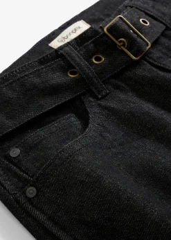 Damen bonprix Kurzgrößen|Bekleidung·Shirts & Tops|Barrel-Jeans Mid Waist mit Gürtel