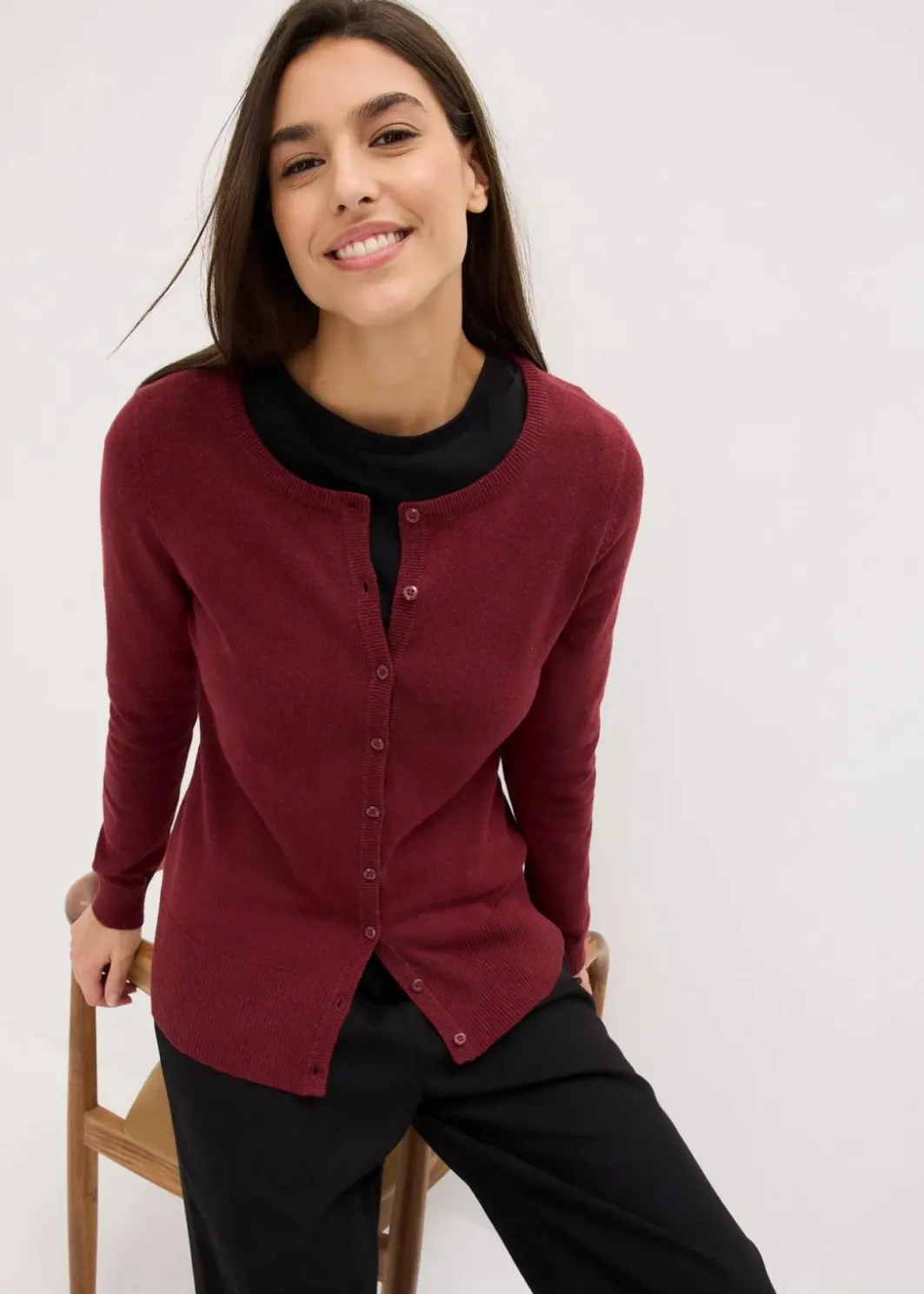 Damen bonprix Bekleidung·Umstandsmode|Strickmode|Basic Feinstrickjacke mit recycelter Baumwolle