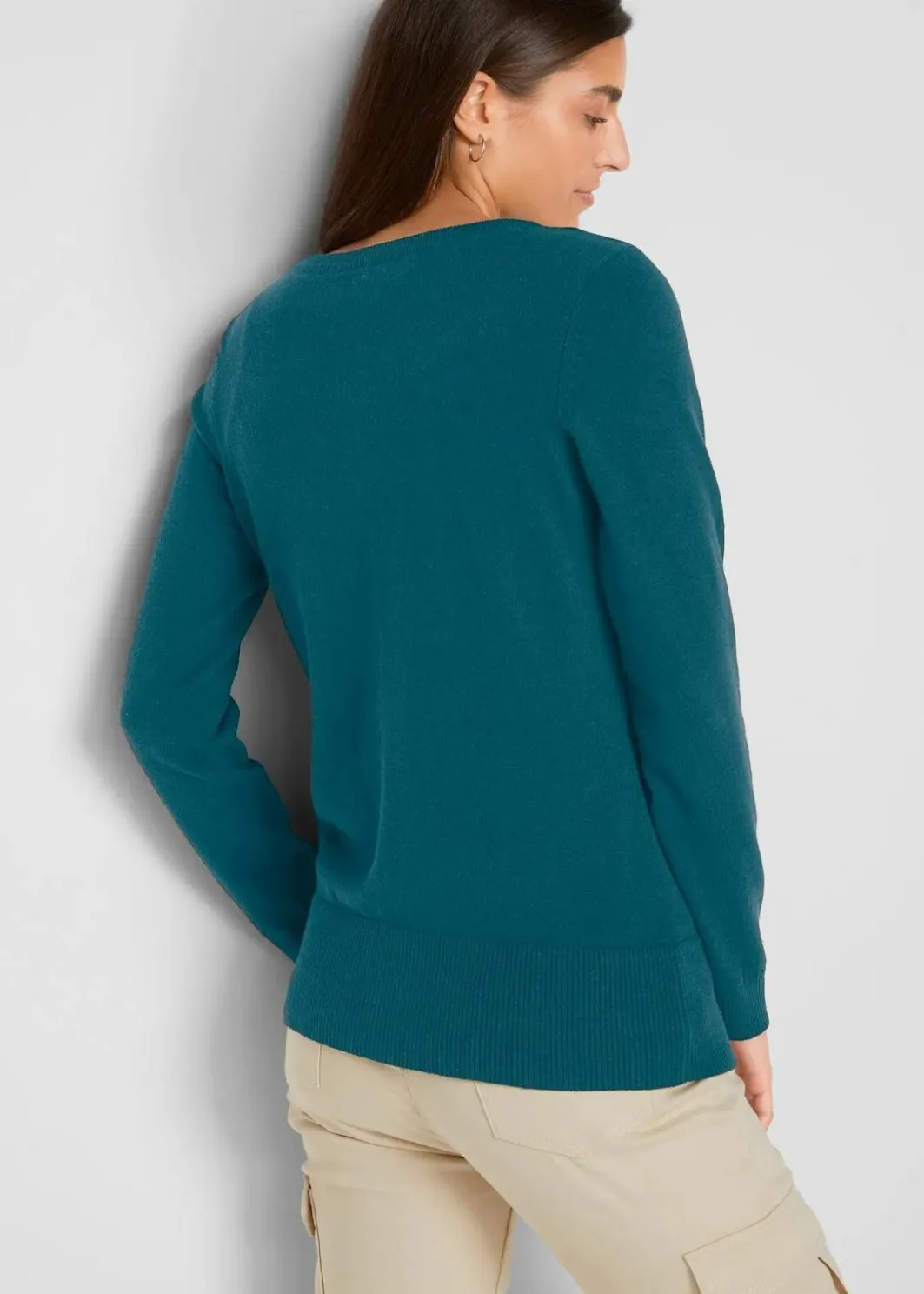 Online Basic Feinstrickjacke mit recycelter Baumwolle Damen Pullover & Strickjacken|Basics