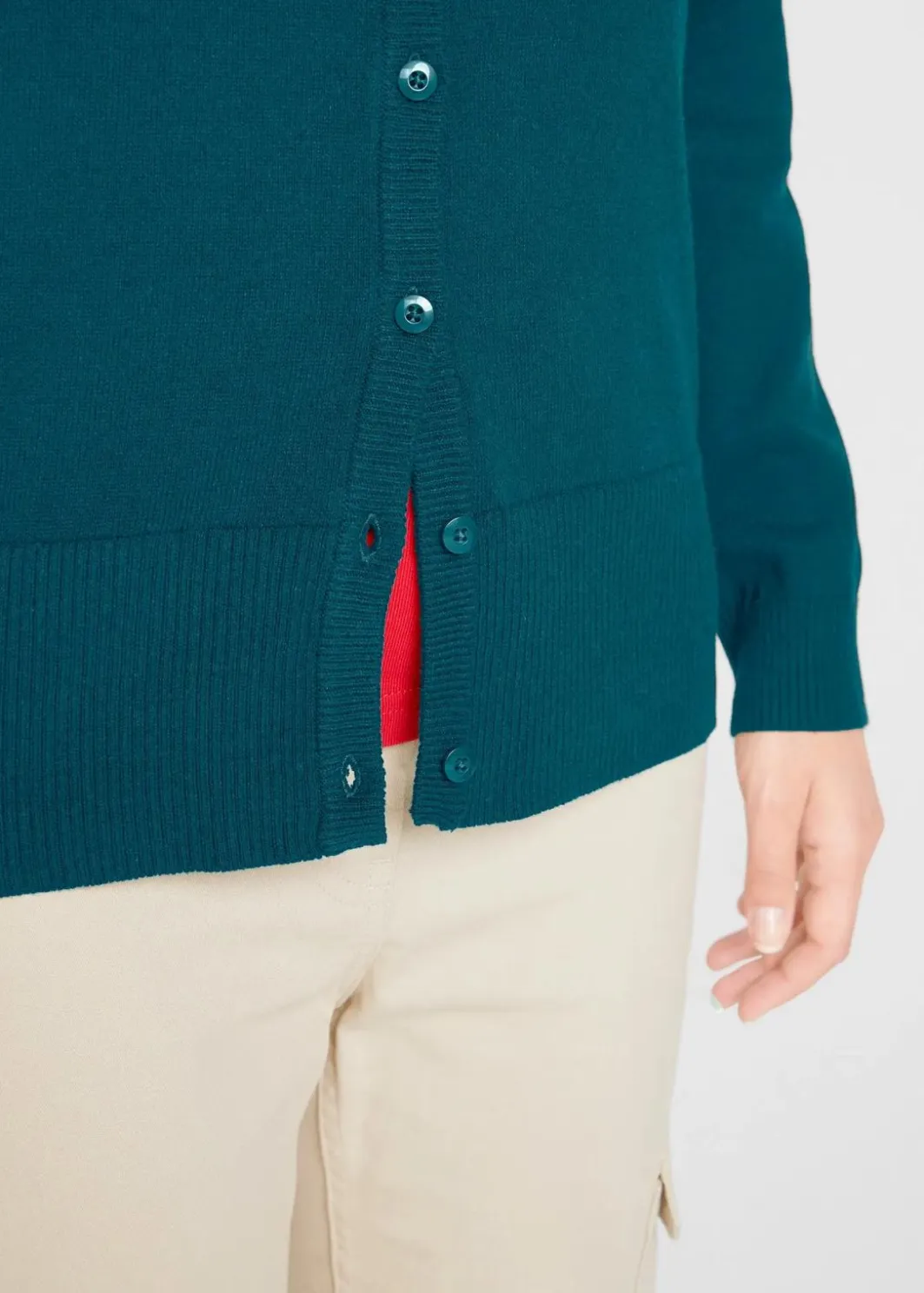 Online Basic Feinstrickjacke mit recycelter Baumwolle Damen Pullover & Strickjacken|Basics