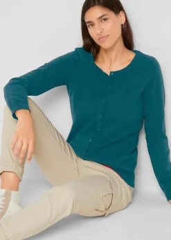 Online Basic Feinstrickjacke mit recycelter Baumwolle Damen Pullover & Strickjacken|Basics