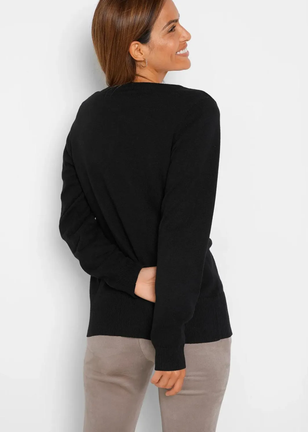 Damen bonprix Bekleidung·Umstandsmode|Strickmode|Basic Feinstrickjacke mit recycelter Baumwolle