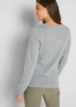 Outlet Basic Feinstrickjacke mit recycelter Baumwolle Damen Pullover & Strickjacken|Basics