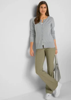 Outlet Basic Feinstrickjacke mit recycelter Baumwolle Damen Pullover & Strickjacken|Basics