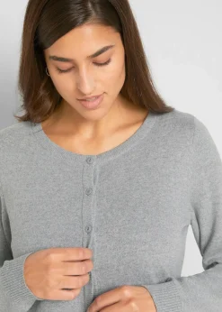 Outlet Basic Feinstrickjacke mit recycelter Baumwolle Damen Pullover & Strickjacken|Basics