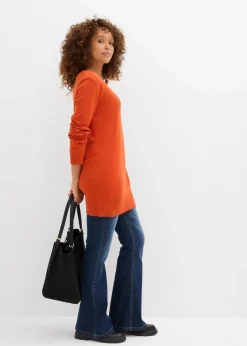 Outlet Basic Longpullover mit V-Ausschnitt Damen Bekleidung·Röcke|Bekleidung·Jeans