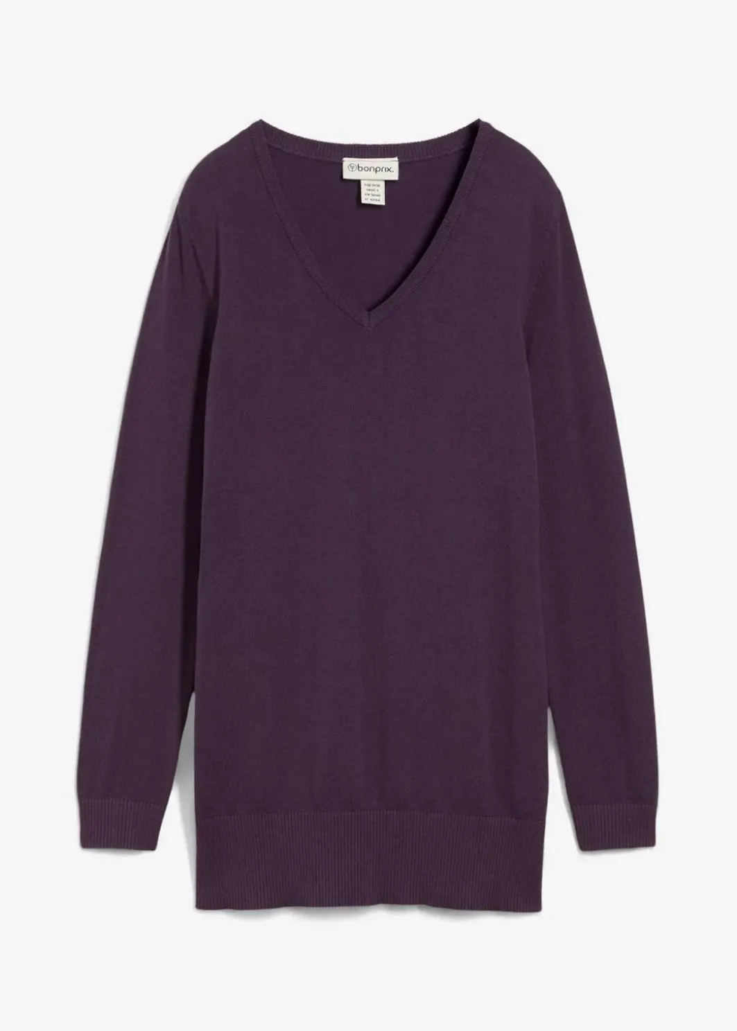Discount Basic Longpullover mit V-Ausschnitt Damen Strickmode|Pullover & Strickjacken