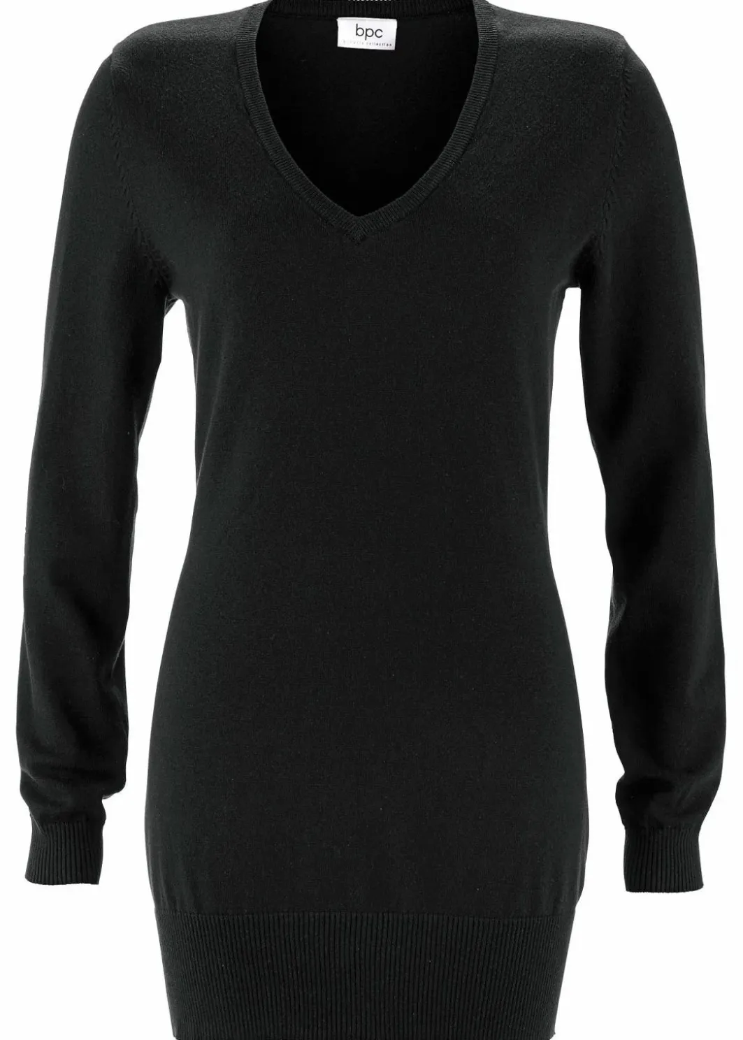 Online Basic Longpullover mit V-Ausschnitt Damen Strickmode|Pullover & Strickjacken