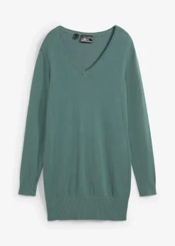 Best Basic Longpullover mit V-Ausschnitt Damen Strickmode|Pullover & Strickjacken