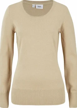 Damen bonprix Strickmode|Pullover & Strickjacken|Basic Pullover mit recycelter Baumwolle