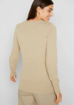 Damen bonprix Strickmode|Pullover & Strickjacken|Basic Pullover mit recycelter Baumwolle