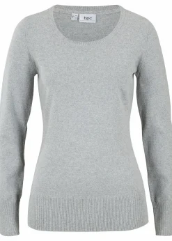 Damen bonprix Strickmode|Pullover & Strickjacken|Basic Pullover mit recycelter Baumwolle