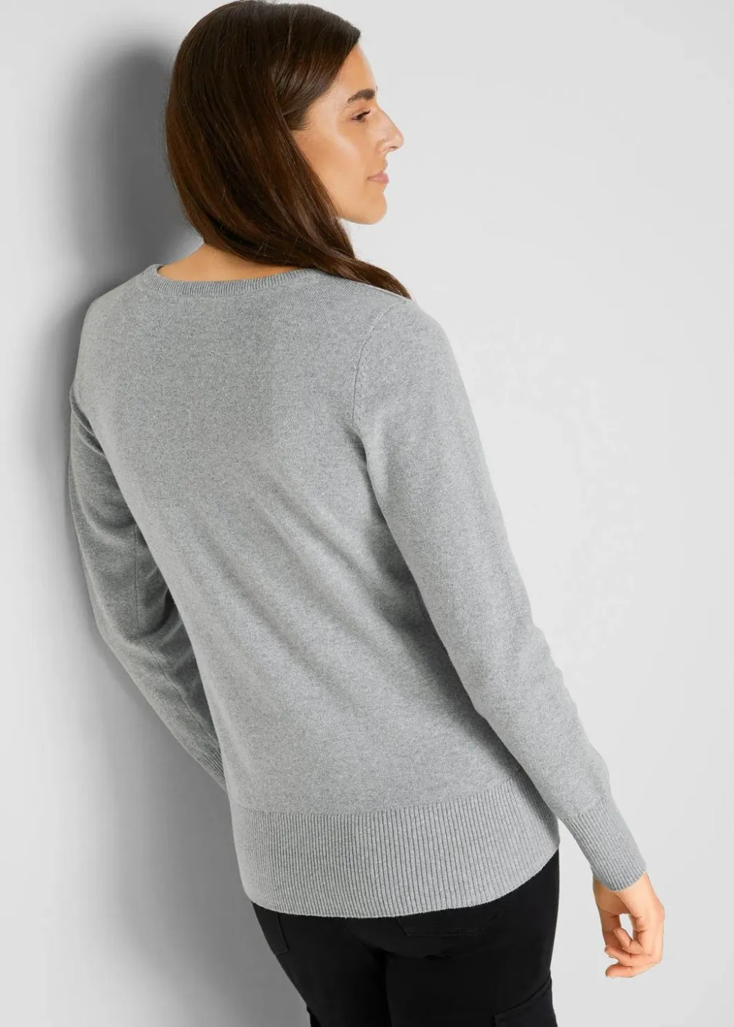 Damen bonprix Strickmode|Pullover & Strickjacken|Basic Pullover mit recycelter Baumwolle