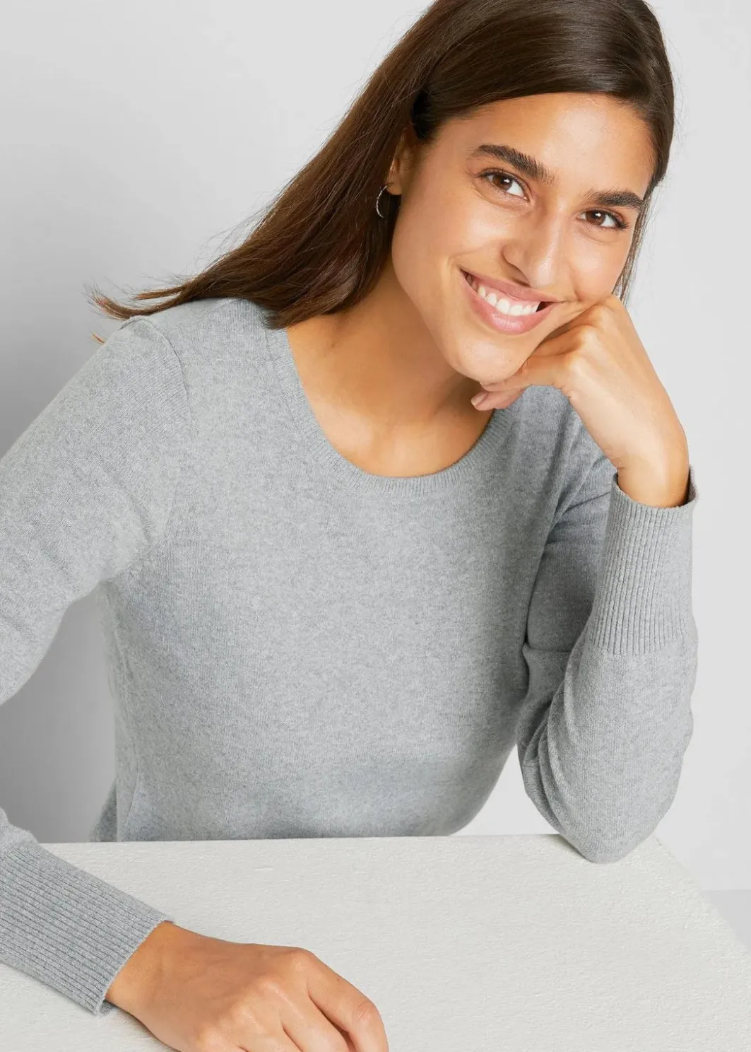 Damen bonprix Strickmode|Pullover & Strickjacken|Basic Pullover mit recycelter Baumwolle