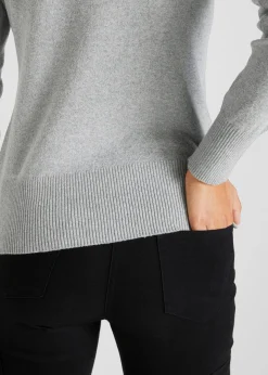 Damen bonprix Strickmode|Pullover & Strickjacken|Basic Pullover mit recycelter Baumwolle