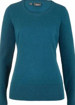Damen bonprix Strickmode|Pullover & Strickjacken|Basic Pullover mit recycelter Baumwolle