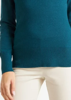 Damen bonprix Strickmode|Pullover & Strickjacken|Basic Pullover mit recycelter Baumwolle