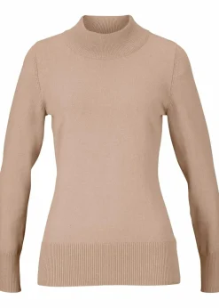 Damen bonprix Pullover & Strickjacken|Basics|Basic Pullover mit Stehkragen mit recycelter Baumwolle