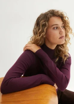 Basic Pullover mit Stehkragen mit recycelter Baumwolle Damen Bekleidung·Umstandsmode|Pullover & Strickjacken