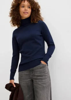 Damen bonprix Pullover & Strickjacken|Basics|Basic Rollkragenpullover