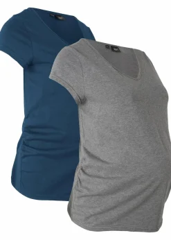 Damen bonprix Nachhaltigere Materialien|Umstandsmode|Basic Umstandsshirts aus Bio-Baumwolle, (2er-Pack)​