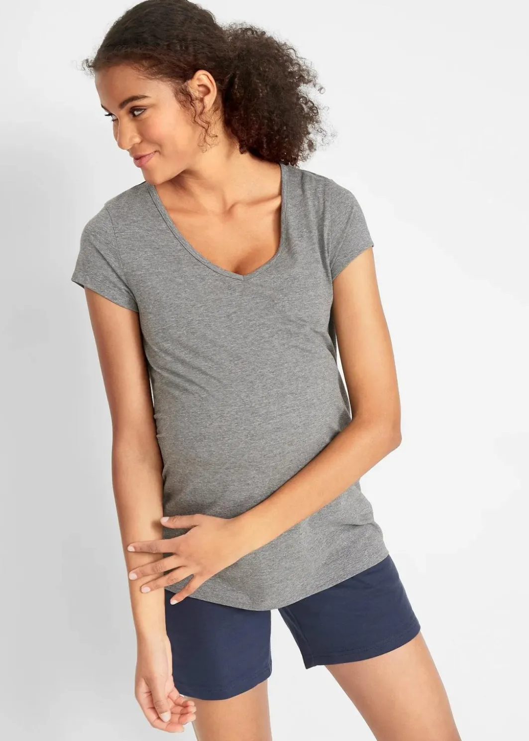 Damen bonprix Nachhaltigere Materialien|Umstandsmode|Basic Umstandsshirts aus Bio-Baumwolle, (2er-Pack)