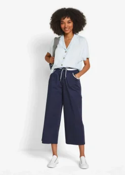 Damen bonprix Hosen|Baumwoll Papertouch- Culotte mit Bequembund