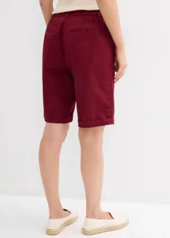 Damen bonprix Hosen|Shorts|Baumwoll Papertouch-Bermuda mit Bequembund