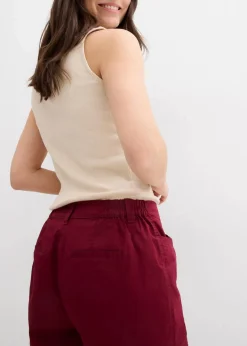 Damen bonprix Hosen|Shorts|Baumwoll Papertouch-Bermuda mit Bequembund