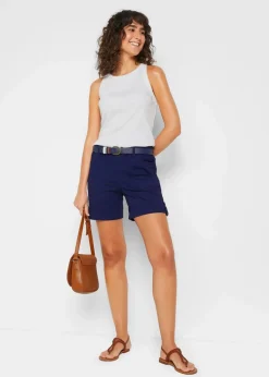 New Baumwoll-Bermuda mit Gummibund Damen Hosen|Shorts