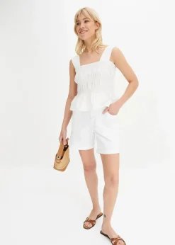 Damen bonprix Hosen|Shorts|Baumwoll-Bermuda mit Gummibund