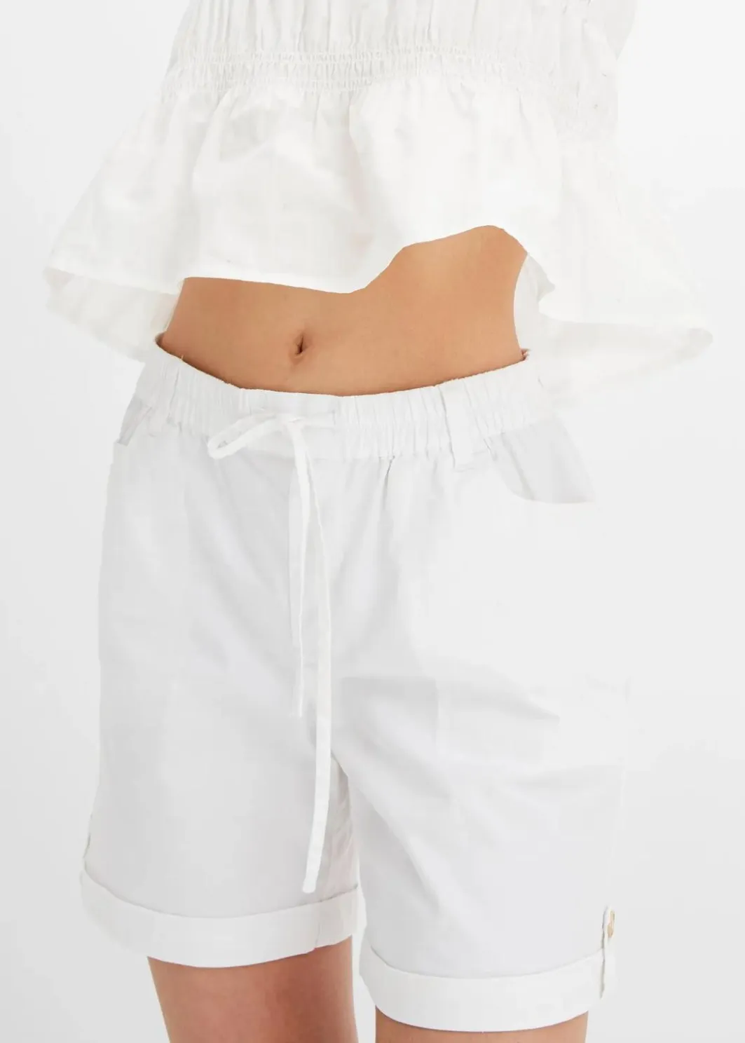 Damen bonprix Hosen|Shorts|Baumwoll-Bermuda mit Gummibund