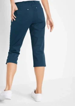 Damen bonprix Hosen|Bekleidung·Kleider|Baumwoll-Capri-Hose mit Bequembund und Knöpfen