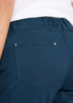 Damen bonprix Hosen|Bekleidung·Kleider|Baumwoll-Capri-Hose mit Bequembund und Knöpfen