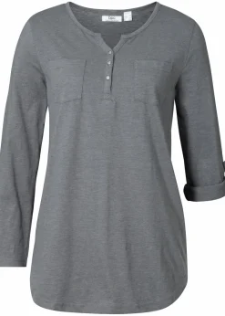 Damen bonprix Shirts & Tops|Baumwoll-Henleyshirt mit Knopfleiste