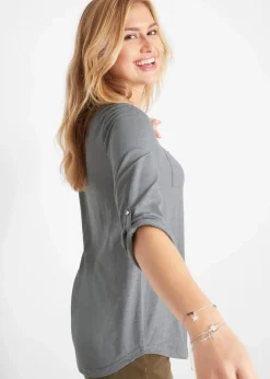 Damen bonprix Shirts & Tops|Baumwoll-Henleyshirt mit Knopfleiste