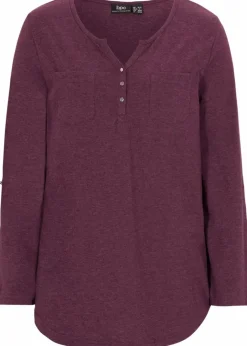 Online Baumwoll-Henleyshirt mit Knopfleiste Damen Shirts & Tops