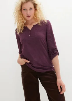 Online Baumwoll-Henleyshirt mit Knopfleiste Damen Shirts & Tops
