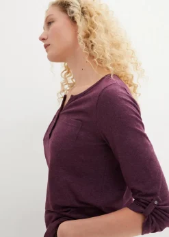 Online Baumwoll-Henleyshirt mit Knopfleiste Damen Shirts & Tops
