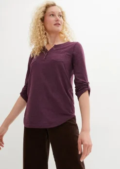 Online Baumwoll-Henleyshirt mit Knopfleiste Damen Shirts & Tops