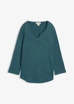 Hot Baumwoll-Henleyshirt mit Knopfleiste Damen Shirts & Tops