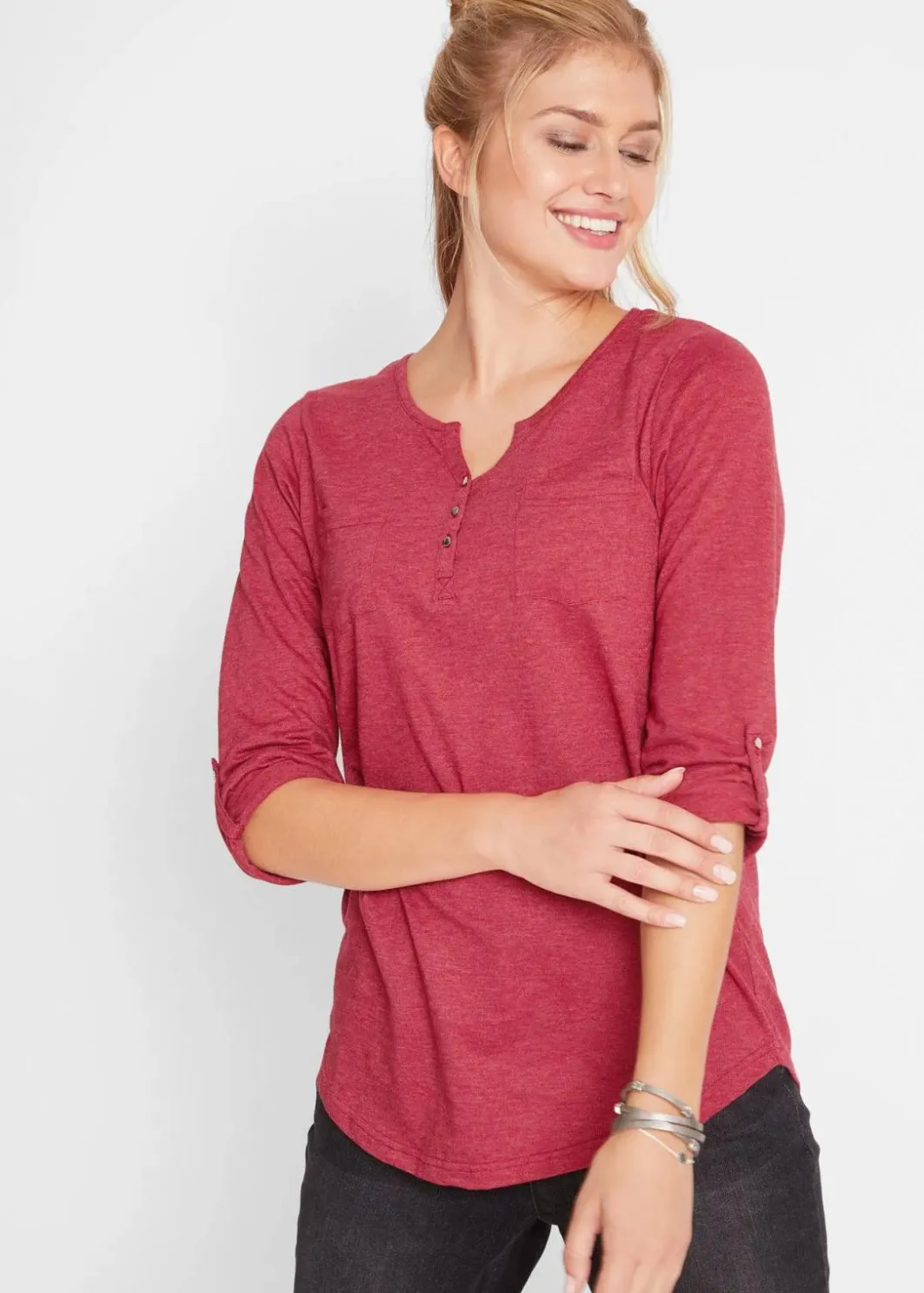 Best Baumwoll-Henleyshirt mit Knopfleiste Damen Shirts & Tops